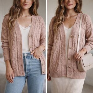 Hem & Thread Textured Knit Cardigan